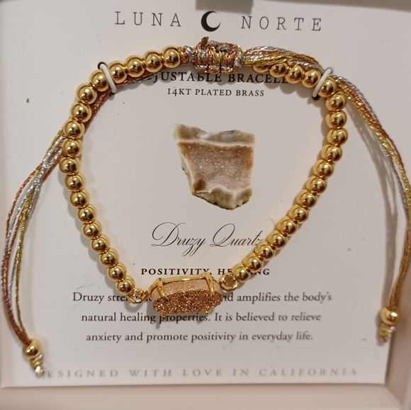 LUNA NORTE DRUSY QUARTZ  ADJUSTABLE BRACELET ONE SIZE FITS ALL NEW IN BOX - Picture 12 of 13